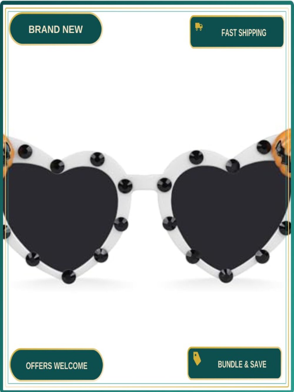 Heart Shaped Halloween Sunglasses Bat Wing Pumpkin Gothic Rave UV400